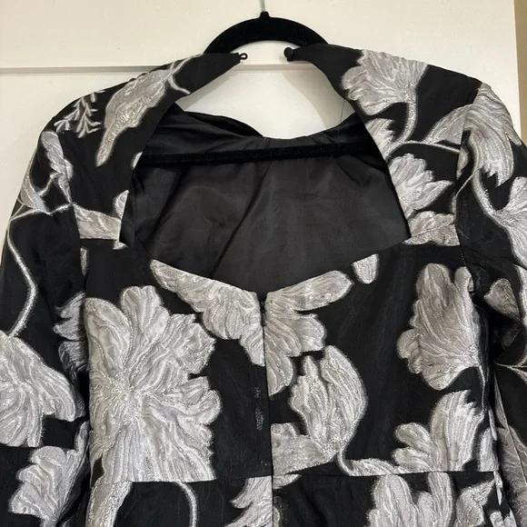 ASOS Black and Silver Floral Mini Dress - Picture 3 of 5